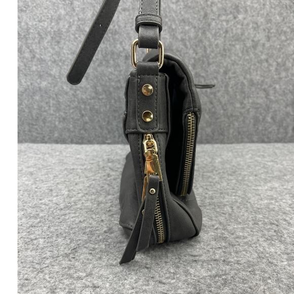 Miztique Black Vegan Leather Messenger Hobo Saddle Bag Crossbody Purse - Picture 11 of 16